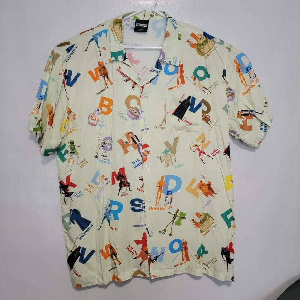 Star Wars Celebration 2020 3XL Alphabet Rayon Button Down SS Shirt